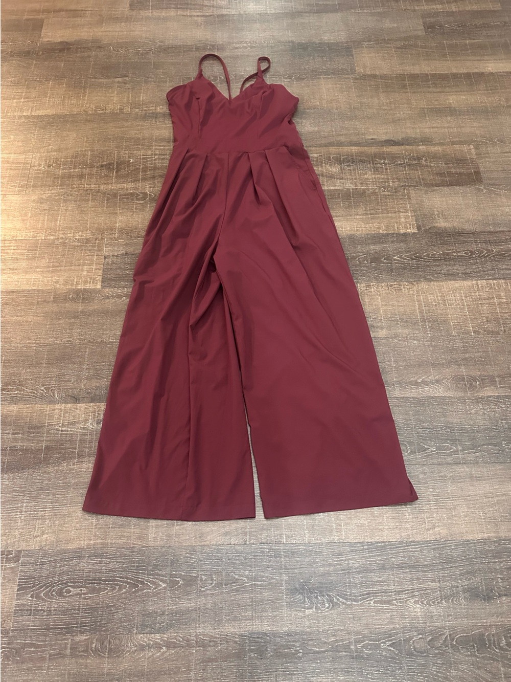 HALARA Burgundy Wide Leg Spaghetti Strap Jumpsuit Size Medium